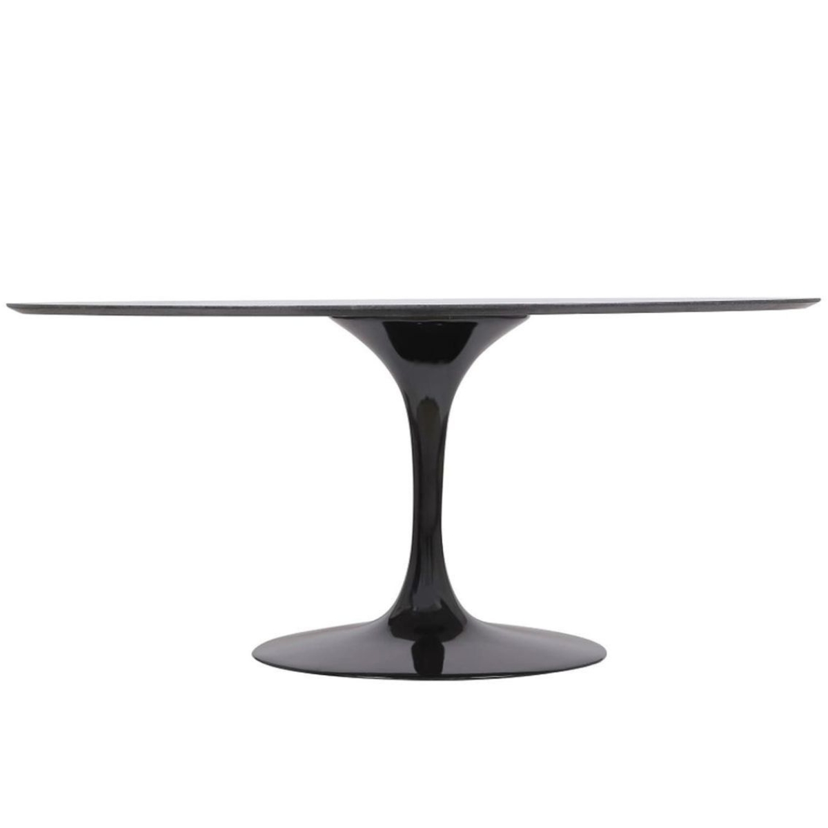 Mesa de Jantar Saarinen Oval 137x90 cm Mármore Carrara Base Preta
