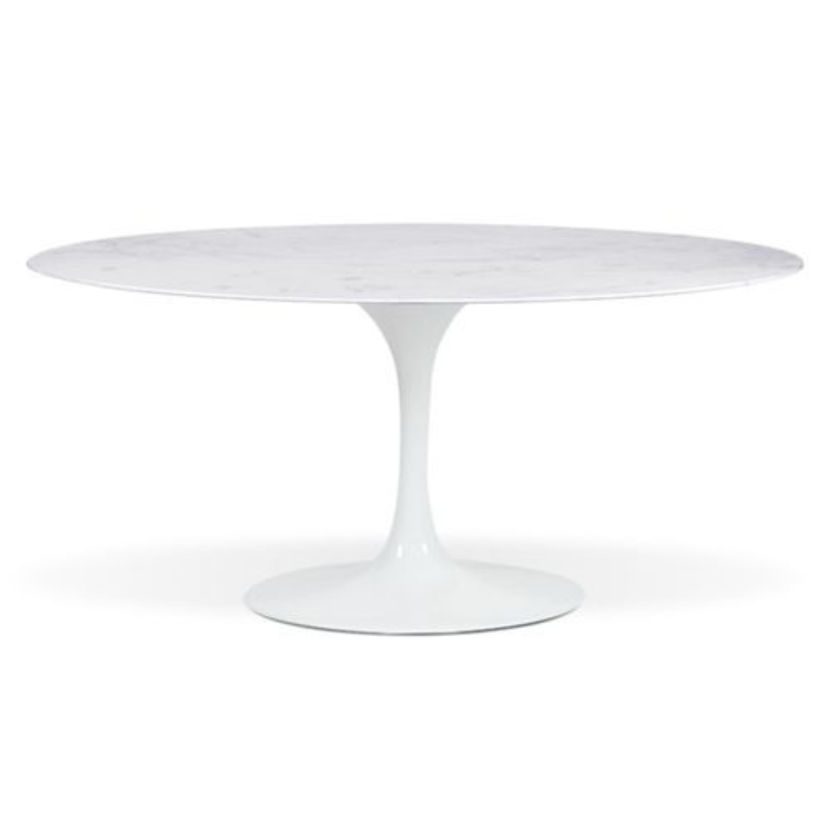 Mesa de Jantar Saarinen Oval 180x100 cm Mármore Branco Extra Base Branca