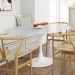 Mesa de Jantar Saarinen Oval 180x100 cm Mármore Branco Extra Base Branca
