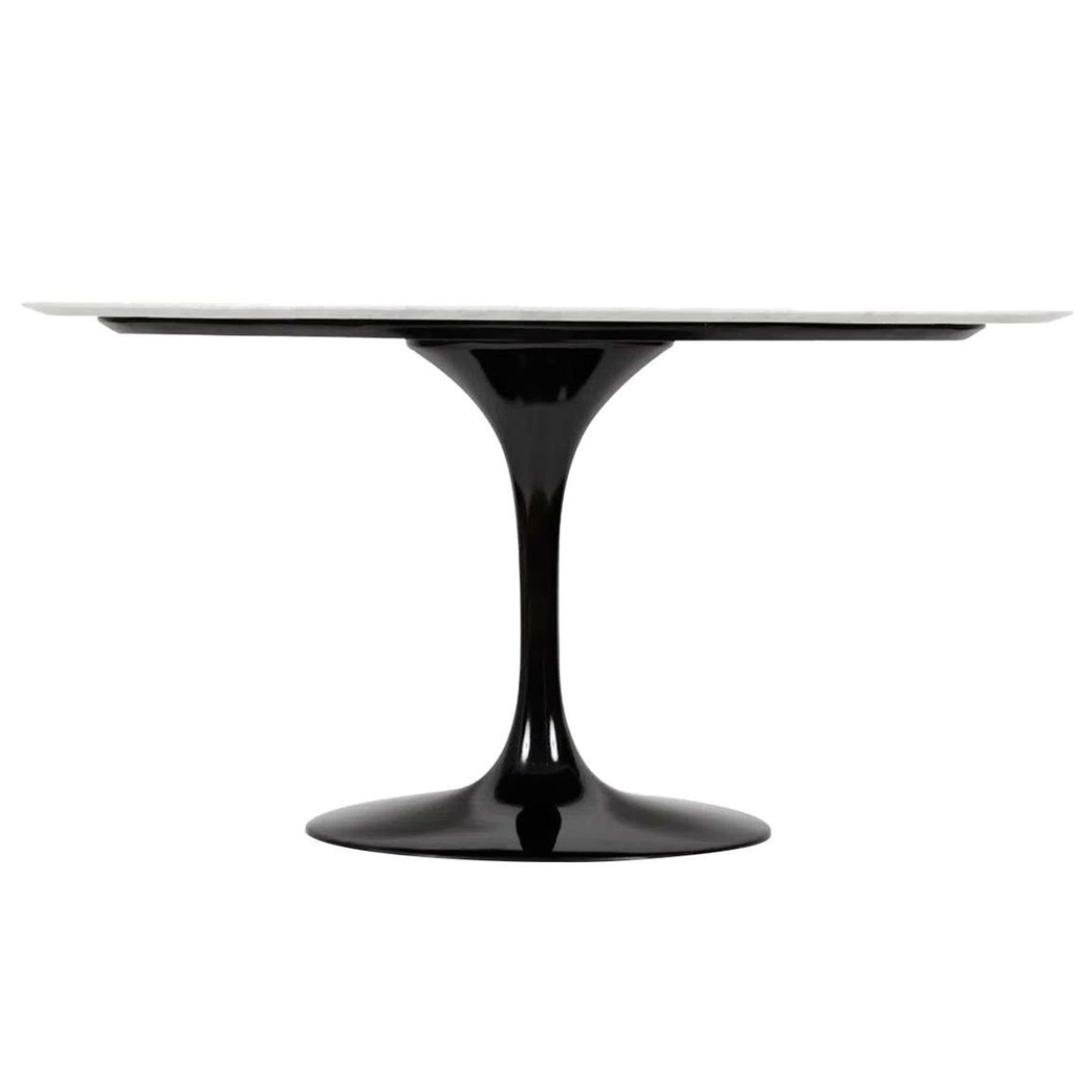 Mesa de Jantar Saarinen Oval 180x100 cm Mármore Branco Extra Base Preta