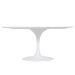 Mesa de Jantar Saarinen Oval 244x137 cm Mármore Carrara Base Branca