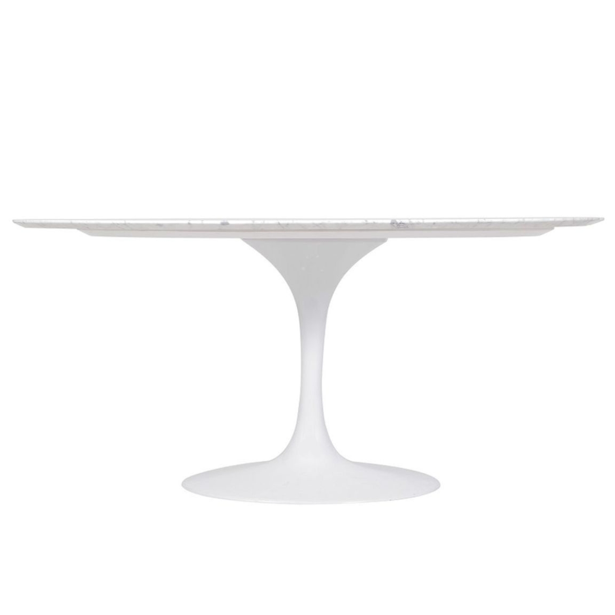 Mesa de Jantar Saarinen Oval 244x137 cm Mármore Carrara Base Branca