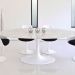 Mesa de Jantar Saarinen Oval 244x137 cm Mármore Carrara Base Branca