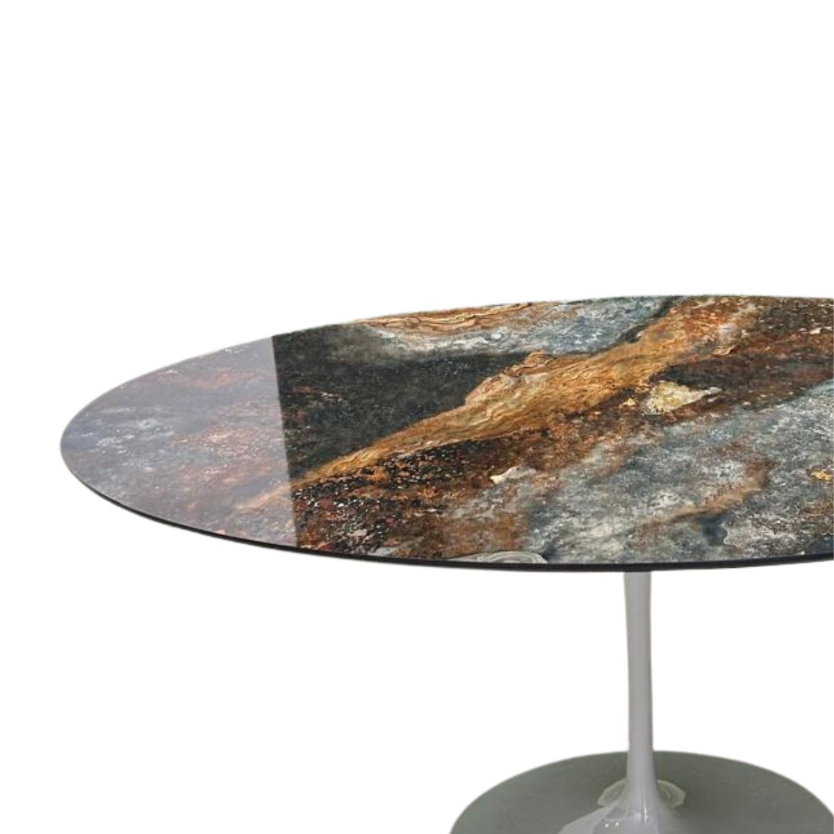 Mesa de Jantar Saarinen Oval 244x137 cm Mdf Calacata Marmorizada Estelar