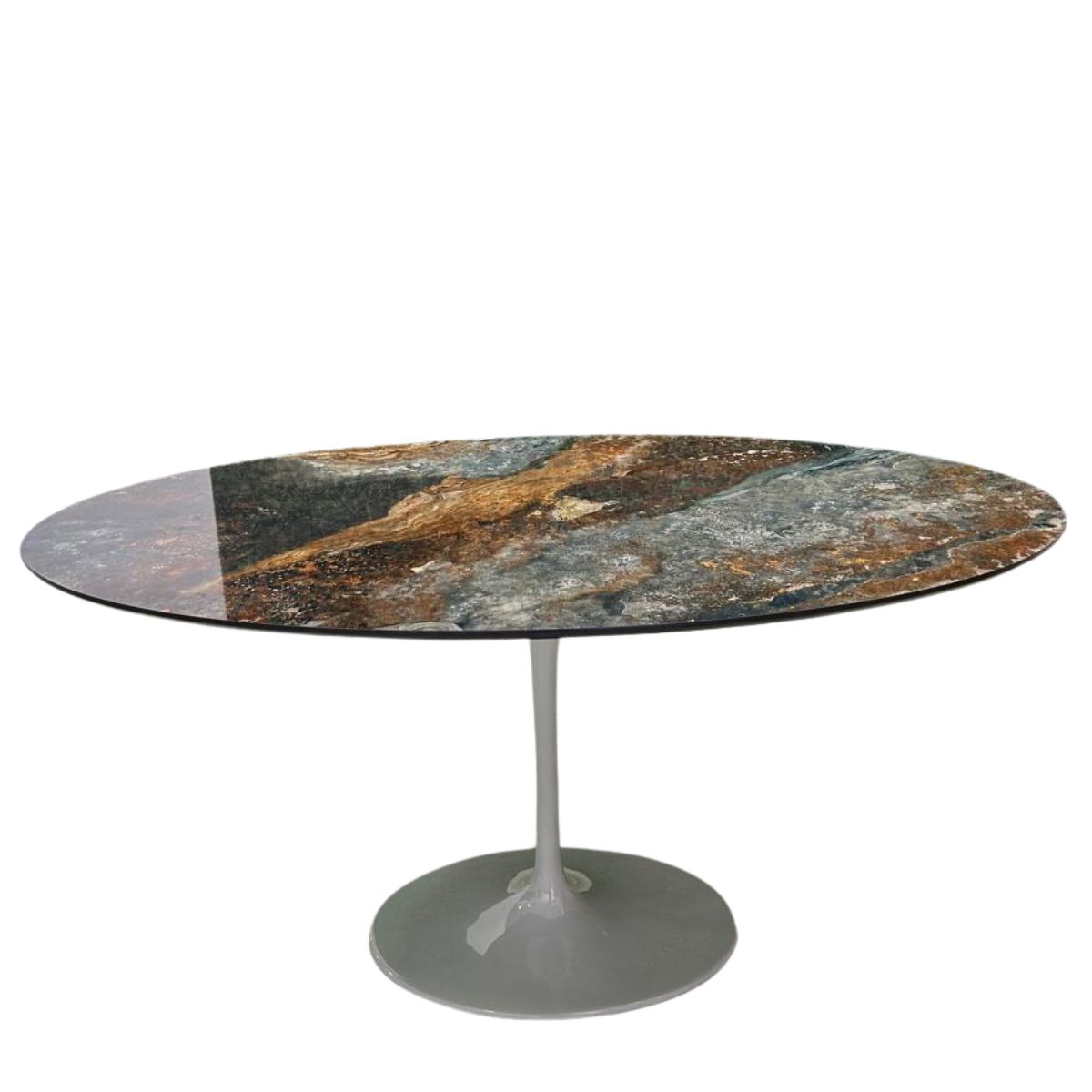 Mesa de Jantar Saarinen Oval 244x137 cm Mdf Calacata Marmorizada Estelar