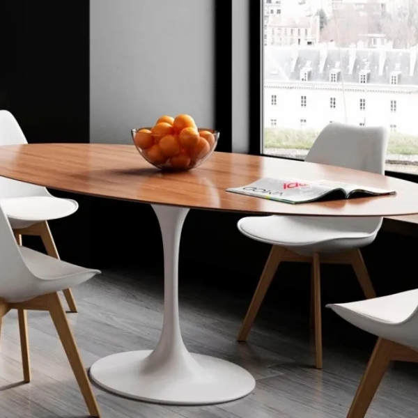 Mesa de Jantar Tulipa Saarinen Oval 244x137 cm Tampo Freijó