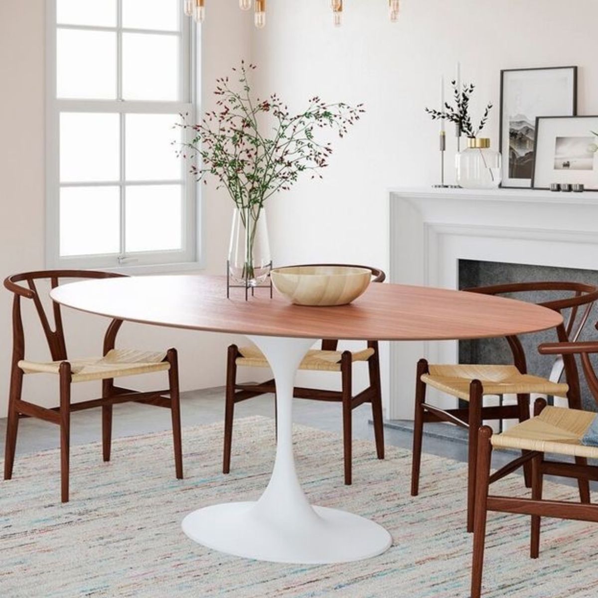 Mesa de Jantar Tulipa Saarinen Oval 244x137 cm Tampo Freijó