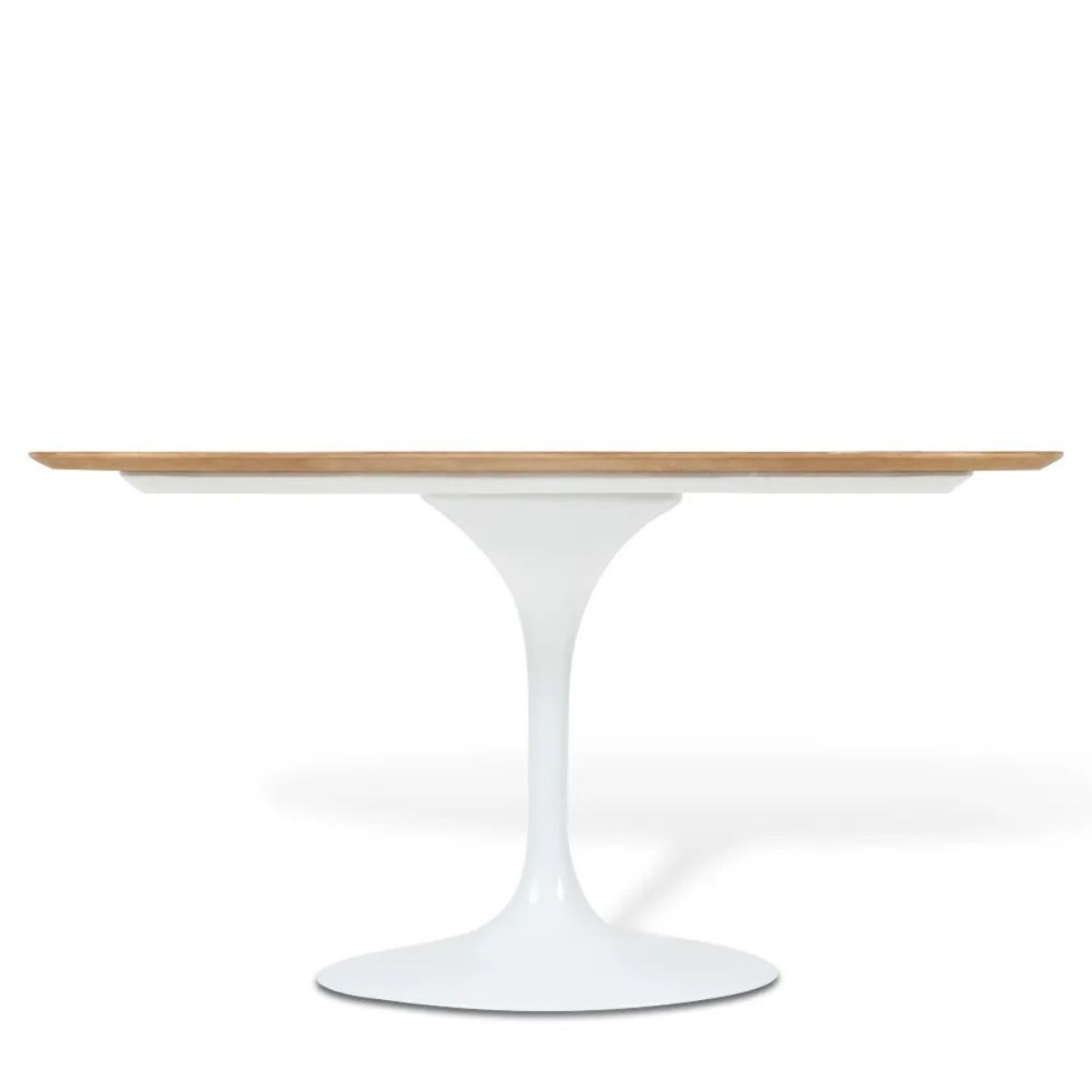Mesa de Jantar Tulipa Saarinen Oval 244x137 cm Tampo Imbuia Base Branca