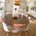 Mesa de Jantar Tulipa Saarinen Oval 244x137 cm Tampo Imbuia Base Branca