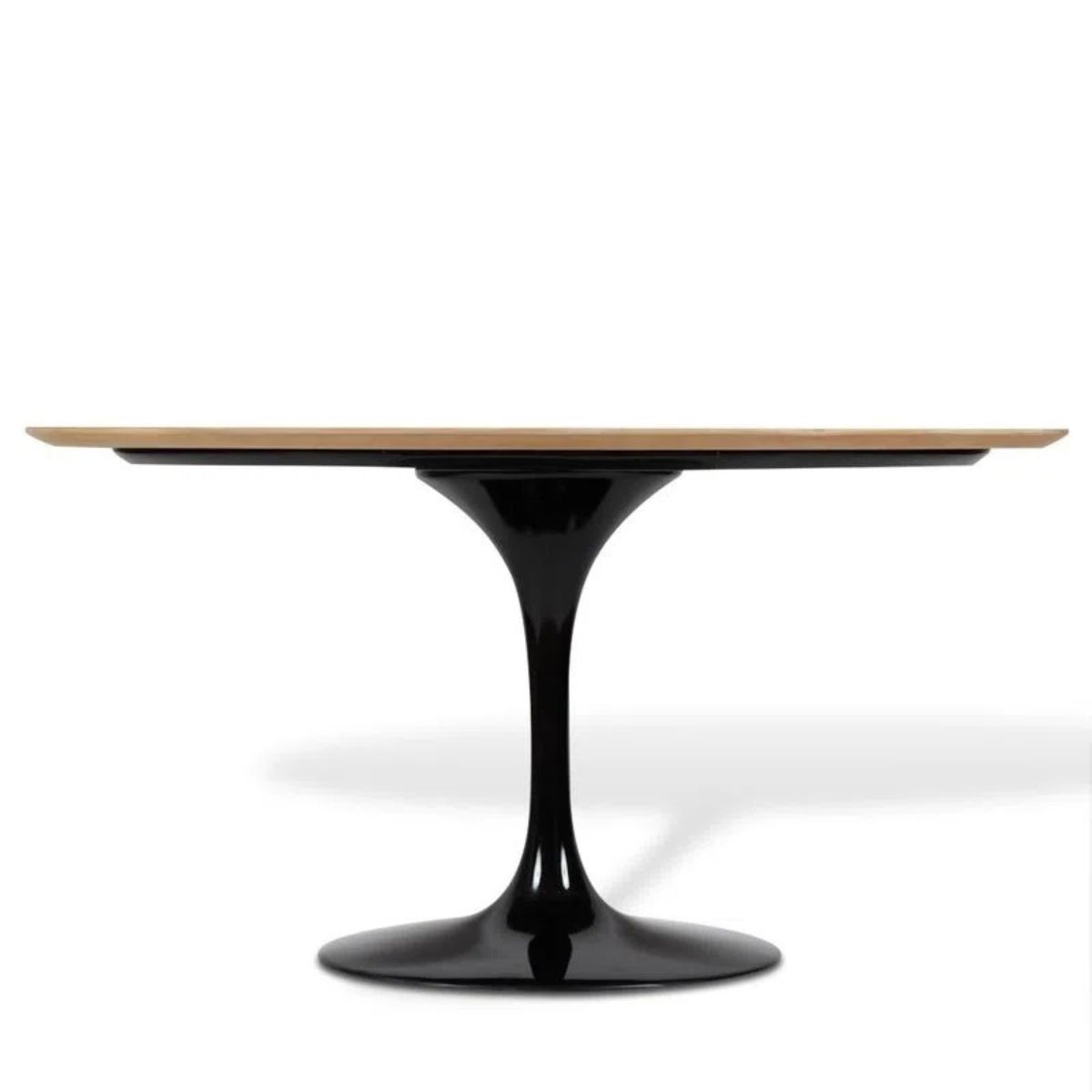 Mesa de Jantar Tulipa Saarinen Oval 244x137 cm Tampo Imbuia Base Branca