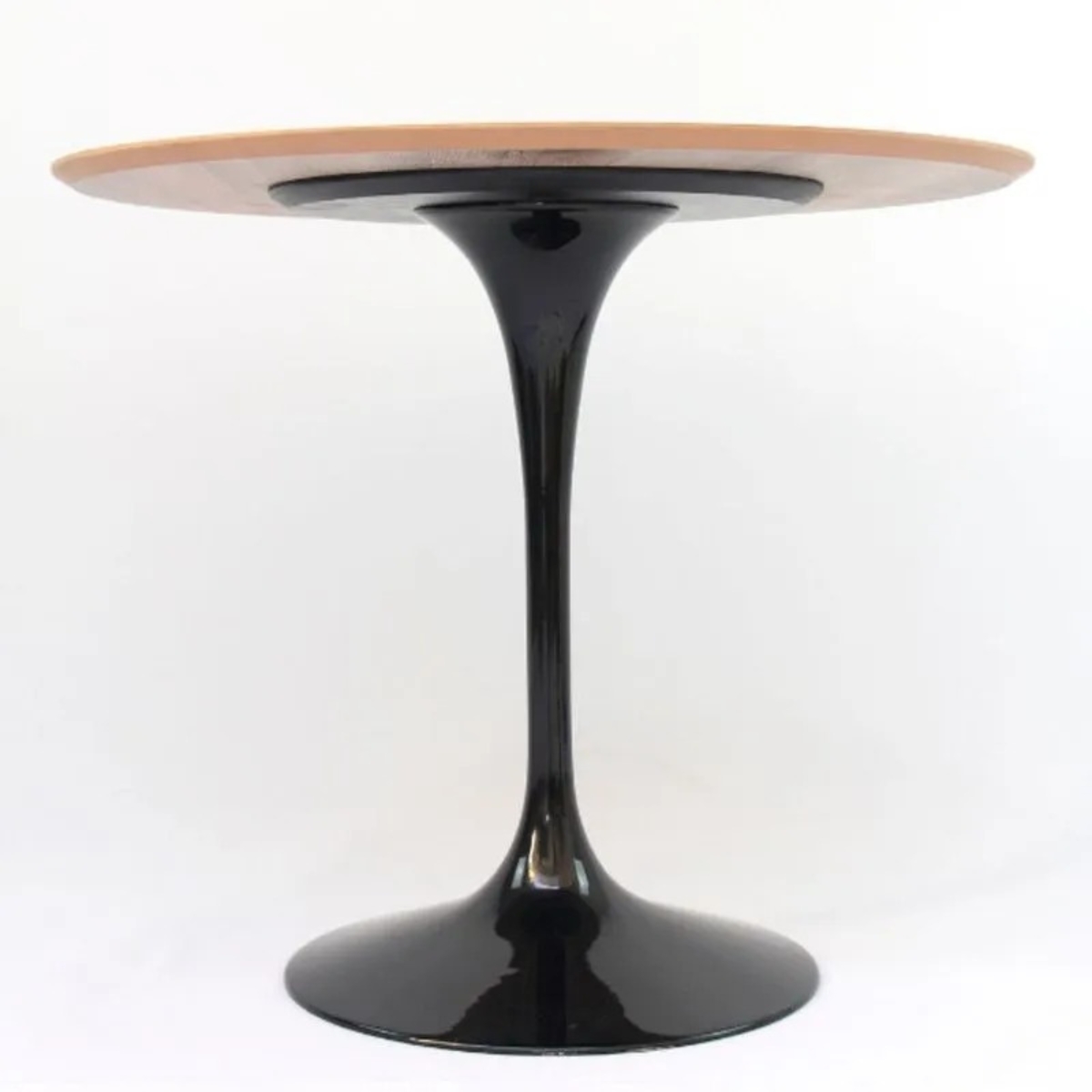 Mesa de Jantar Tulipa Saarinen Redonda 120 cm Tampo Imbuia Base Preta