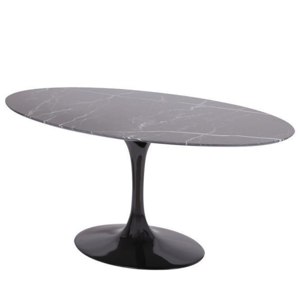 Mesa de Jantar Tulipa Saarinen Redonda 120x80 cm Mármore Nero