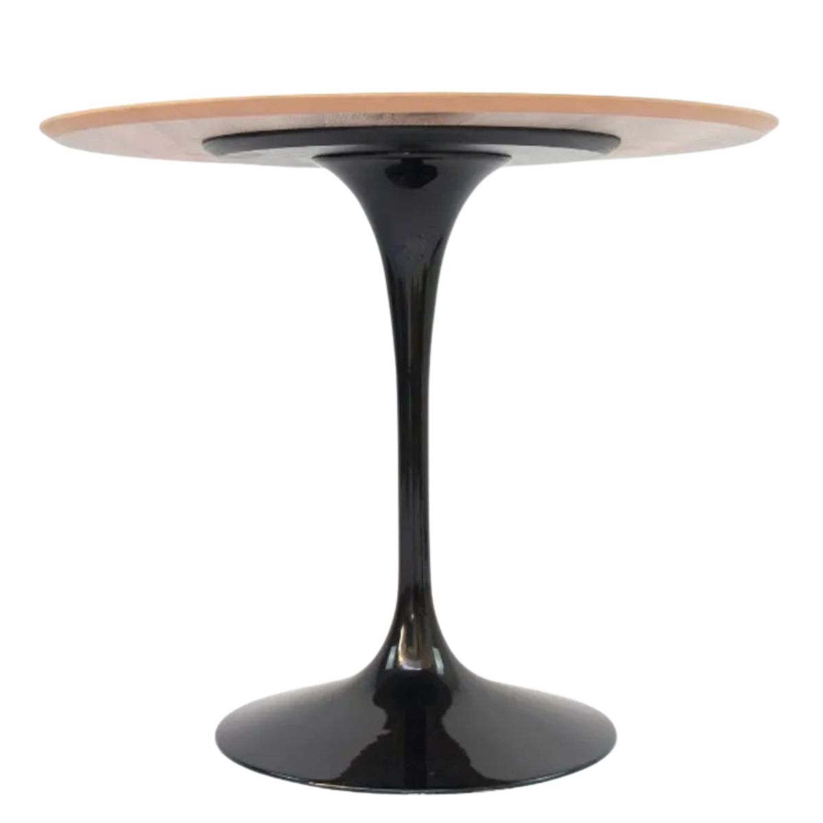 Mesa de Jantar Tulipa Saarinen Redonda 160 cm Tampo Imbuia Base Preta