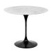Mesa de Jantar Tulipa Saarinen Redonda 80 cm Mármore Carrara Base Preta