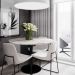 Mesa de Jantar Tulipa Saarinen Redonda 80 cm Mármore Carrara Base Preta