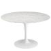 Mesa de Jantar Tulipa Saarinen Redonda 90 cm Mármore Carrara Base Branca