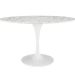 Mesa de Jantar Tulipa Saarinen Redonda 90 cm Mármore Carrara Base Branca