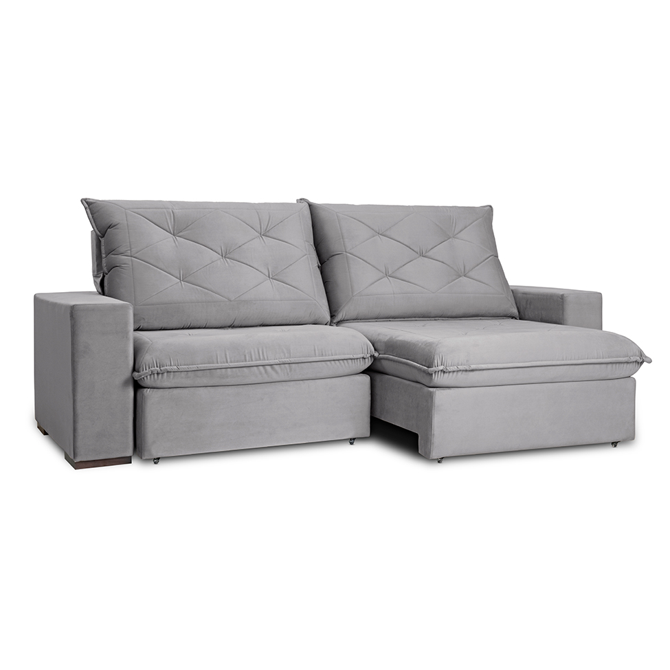 Sofá 3 Lugares Retrátil e Reclinável Flexforma Premier Cinza Urbano 200 cm