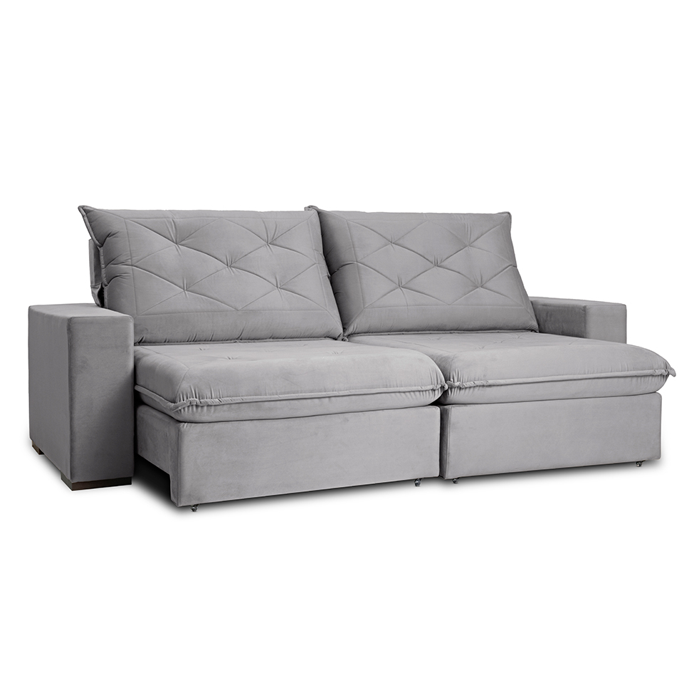 Sofá 3 Lugares Retrátil e Reclinável Flexforma Premier Cinza Urbano 200 cm