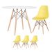 [Encerrado] Mesa redonda Eames 100 cm branco + 3 cadeiras Eiffel DSW Amarelo claro