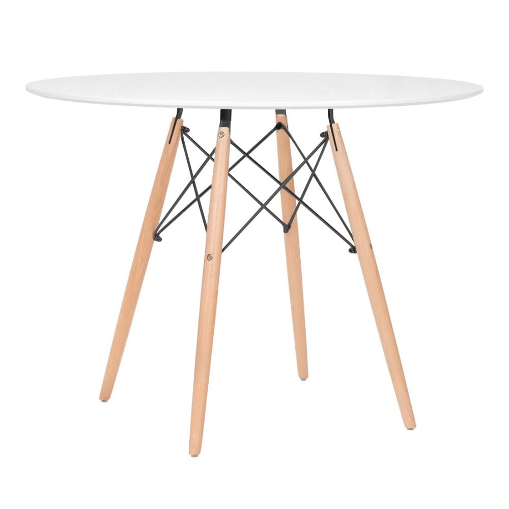 [Encerrado] Mesa redonda Eames 100 cm branco + 3 cadeiras Eiffel DSW Amarelo claro