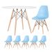 [Encerrado] Mesa redonda Eames 100 cm branco + 5 cadeiras Eiffel DSW Azul claro
