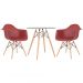 [Encerrado] Mesa redonda Eames com tampo de vidro 70 cm + 2 cadeiras Eiffel DAW Terracota