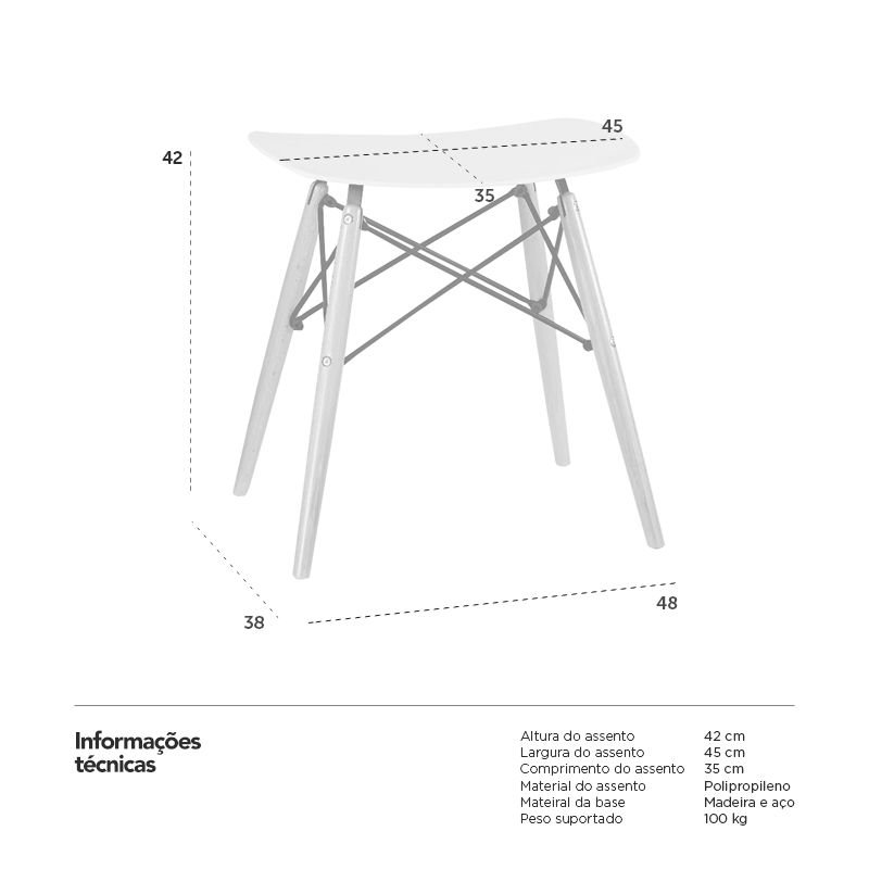 Banco baixo banqueta Charles Eames Eiffel Amarelo