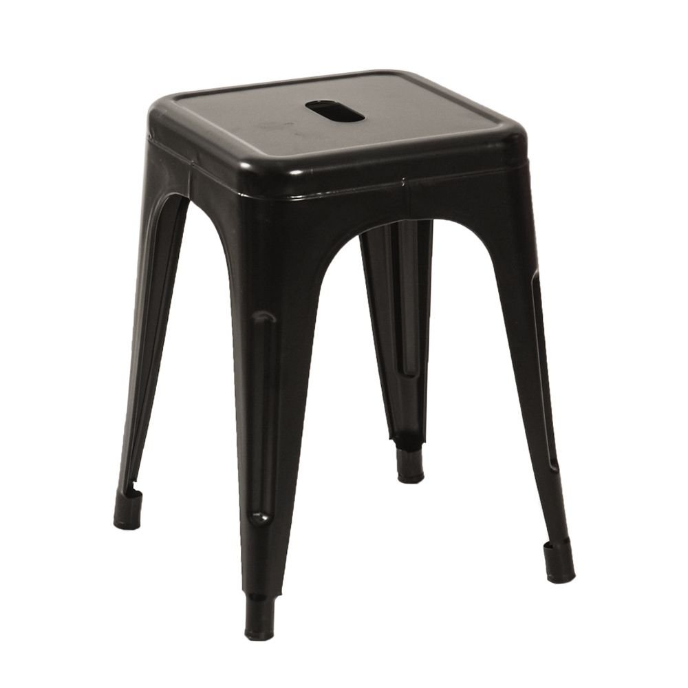 Banco baixo metal industrial Preto