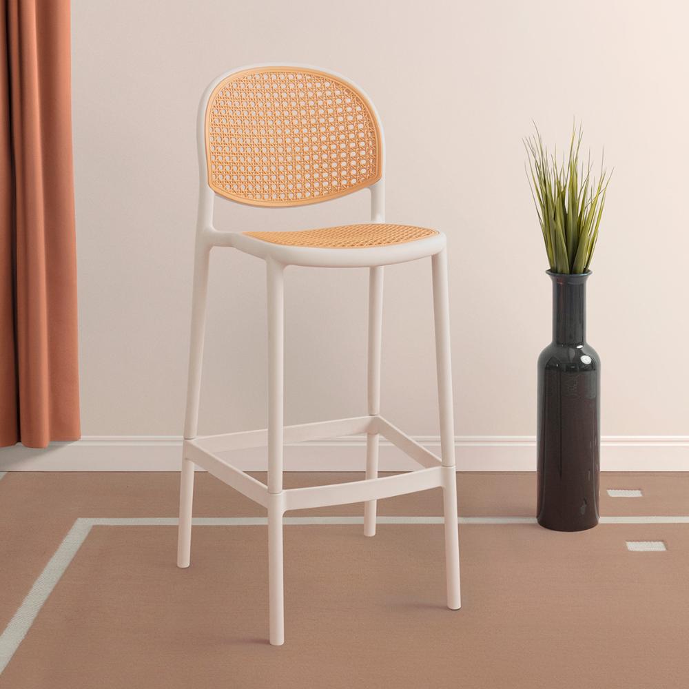 Banqueta Alta Mumbai Branca Telinha com encosto 115 cm