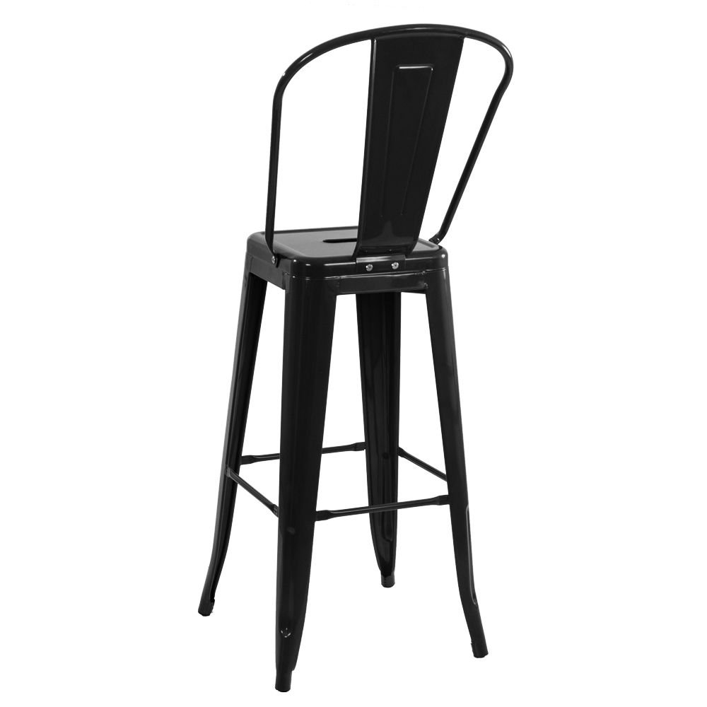 Banqueta Iron Tolix com encosto alto 76 cm Preto
