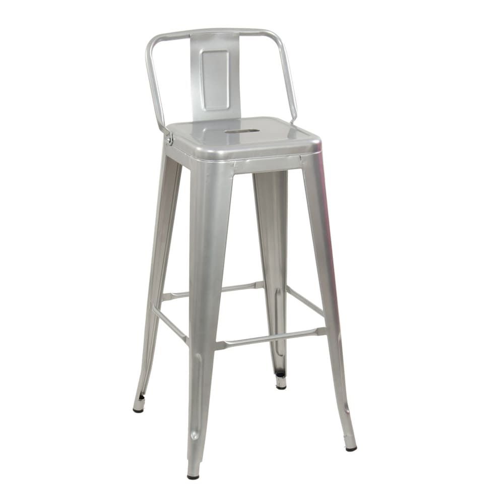 Banqueta alta Iron Tolix com encosto 76 cm Alumínio Prata
