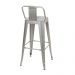 Banqueta alta Iron Tolix com encosto 76 cm Alumínio Prata