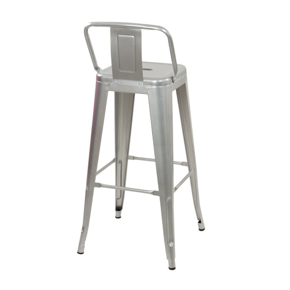 Banqueta alta Iron Tolix com encosto 76 cm Alumínio Prata