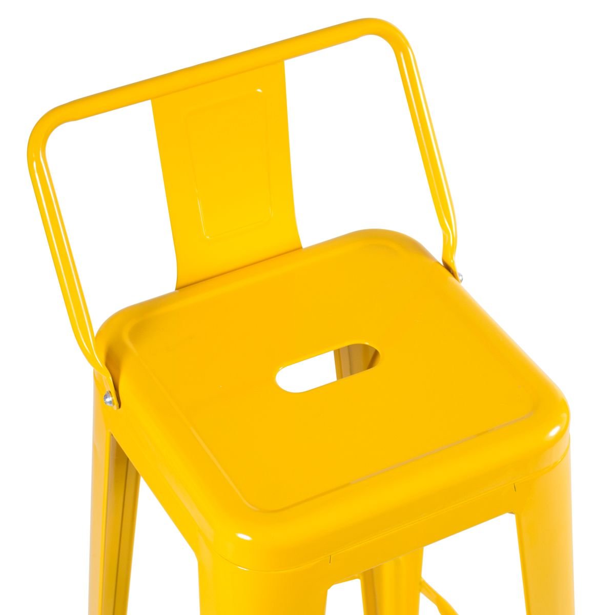 Banqueta alta Iron Tolix com encosto 76 cm Amarelo