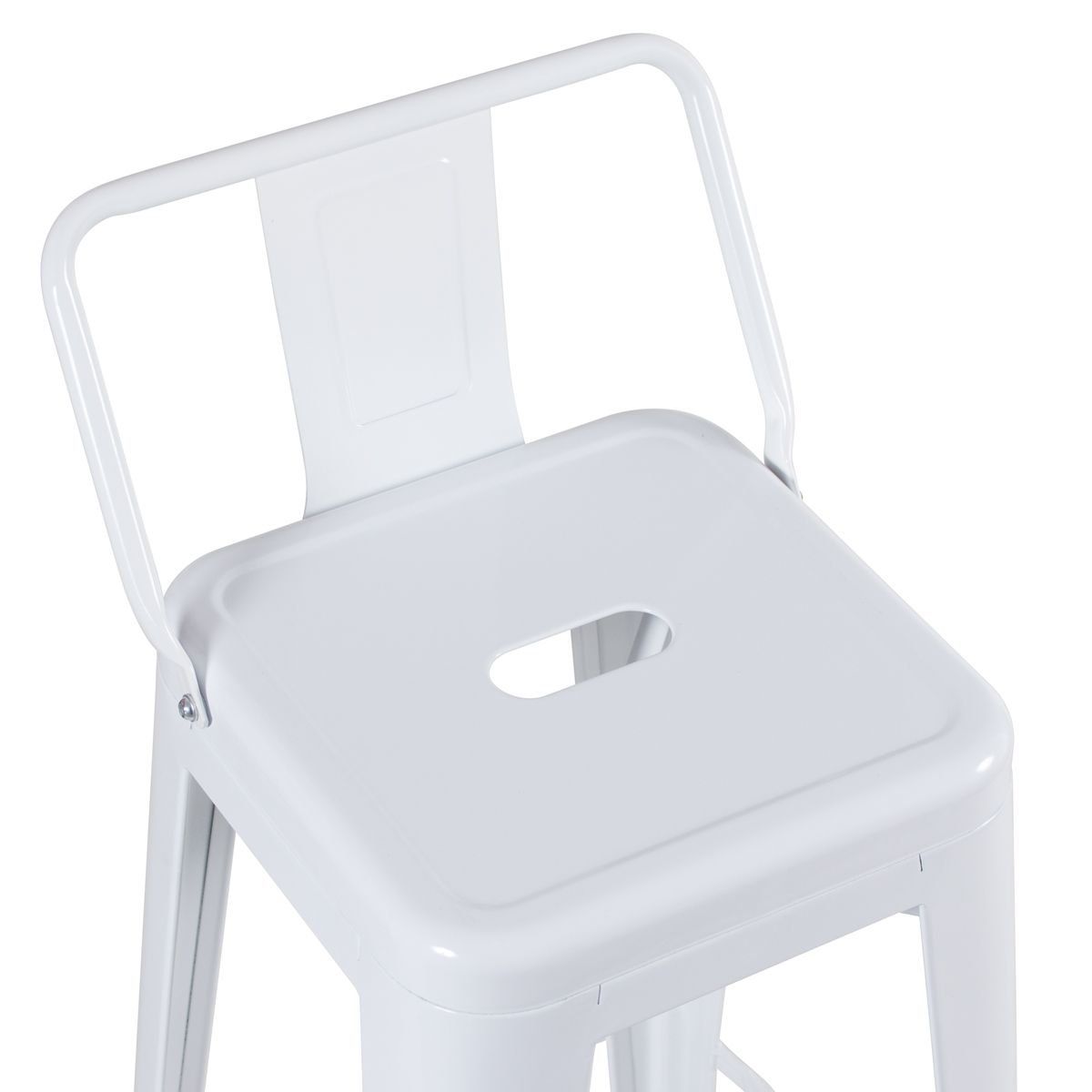 Banqueta alta Iron Tolix com encosto 76 cm Branco