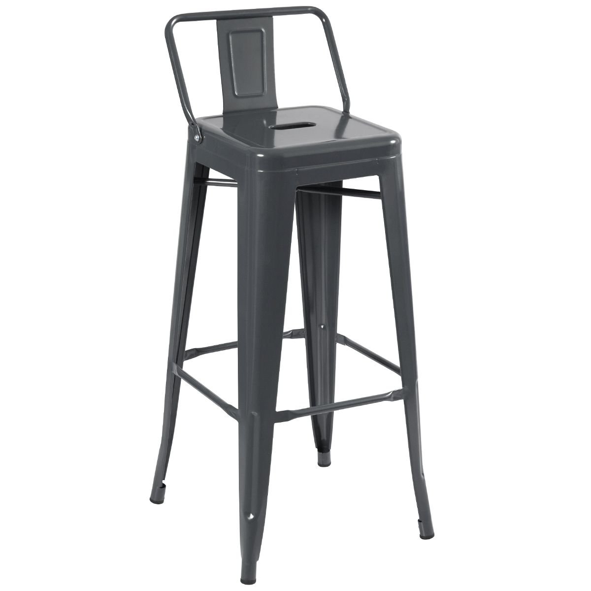 Banqueta alta Iron Tolix com encosto 76 cm Cinza Escuro