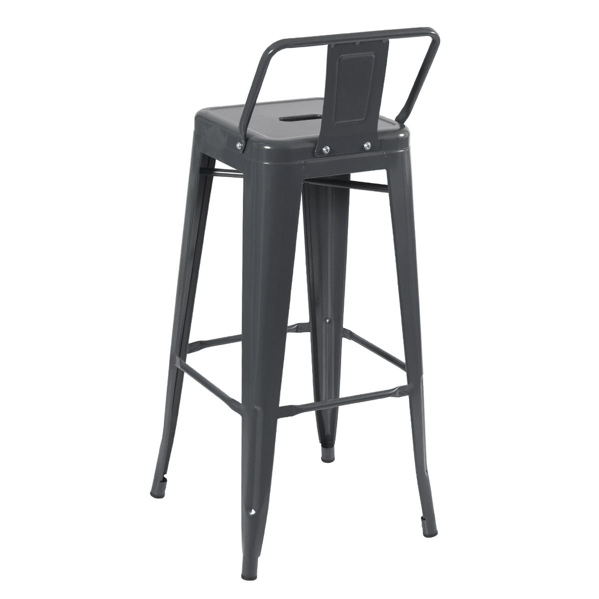 Banqueta alta Iron Tolix com encosto 76 cm Cinza Escuro