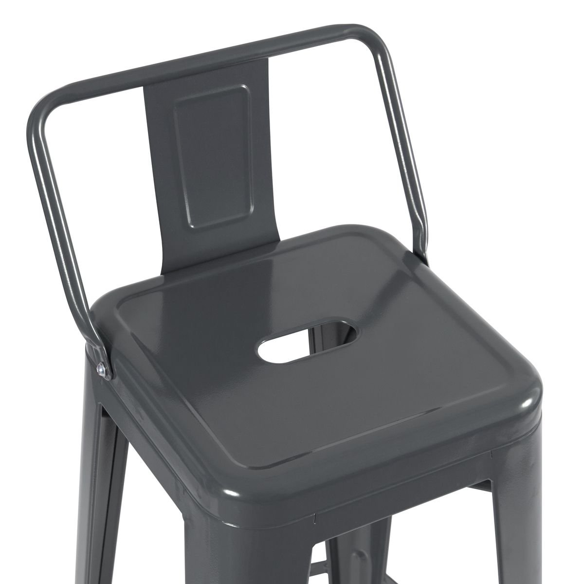 Banqueta alta Iron Tolix com encosto 76 cm Cinza Escuro