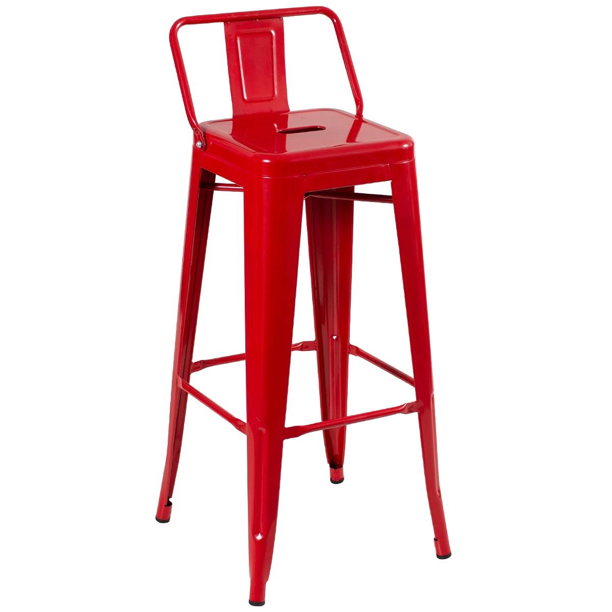 Banqueta alta Iron Tolix com encosto 76 cm Vermelho