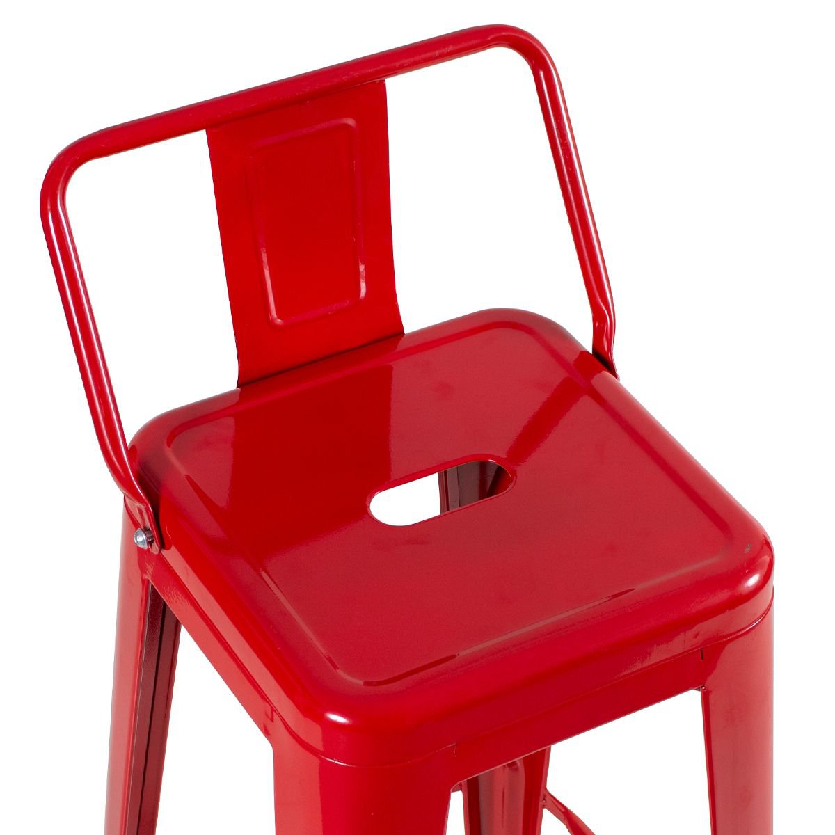 Banqueta alta Iron Tolix com encosto 76 cm Vermelho