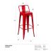 Banqueta alta Iron Tolix com encosto 76 cm Vermelho