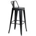 Banqueta alta Iron Tolix com encosto 76 cm acabamento texturizado Preto