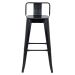 Banqueta alta Iron Tolix com encosto 76 cm acabamento texturizado Preto
