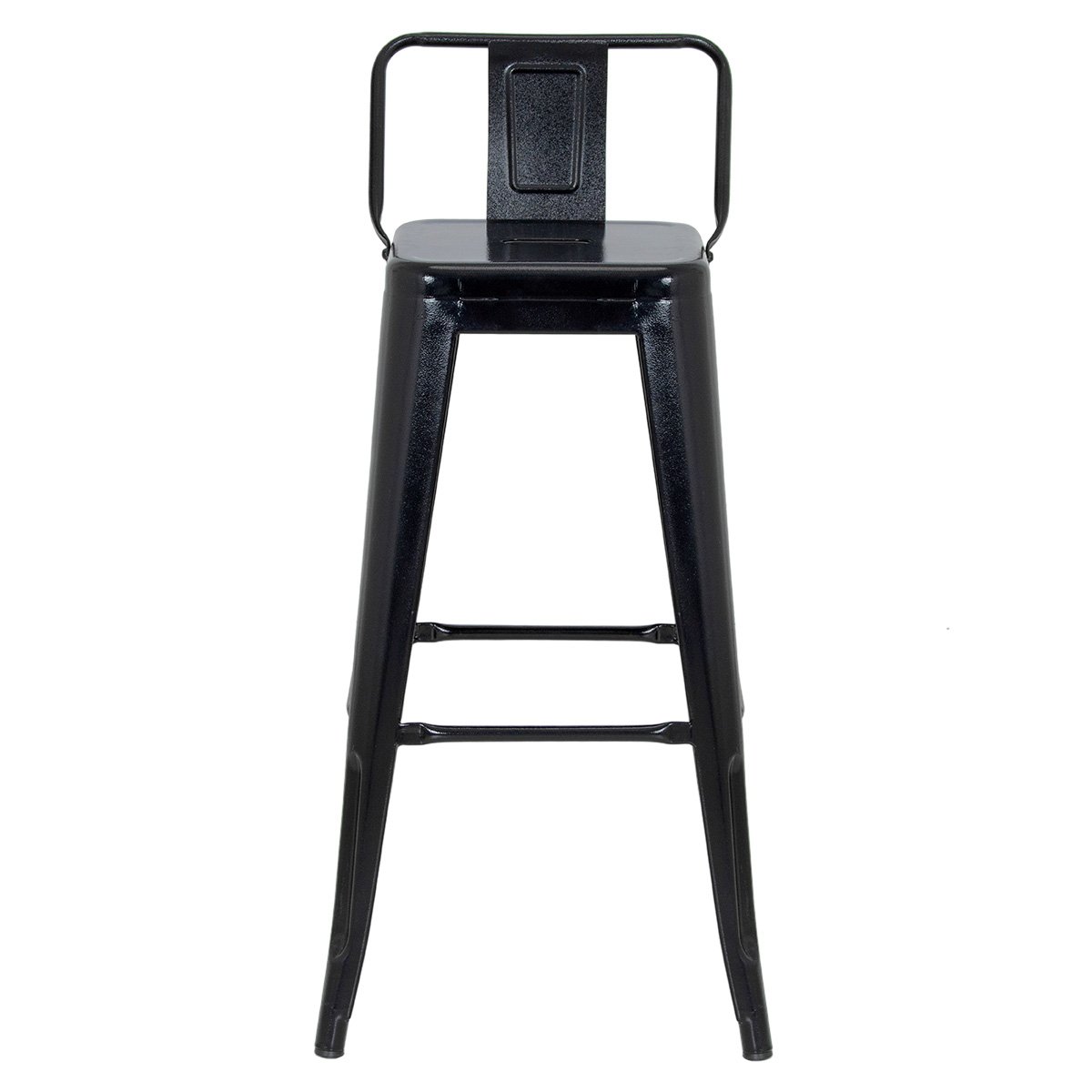 Banqueta alta Iron Tolix com encosto 76 cm acabamento texturizado Preto