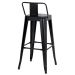 Banqueta alta Iron Tolix com encosto 76 cm acabamento texturizado Preto