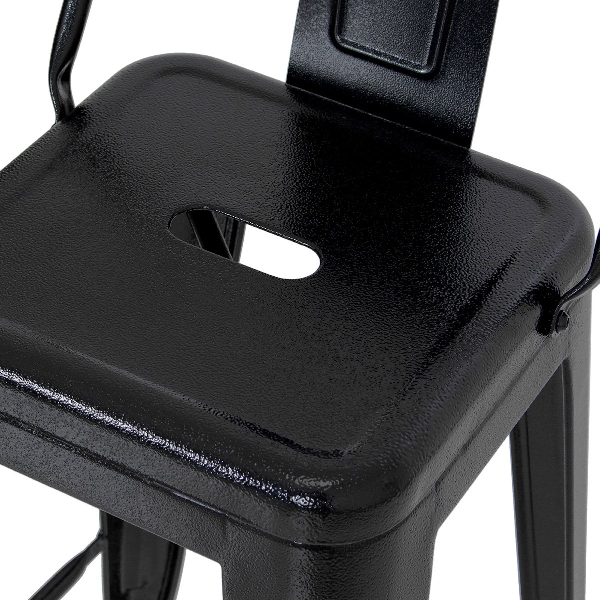Banqueta alta Iron Tolix com encosto 76 cm acabamento texturizado Preto