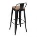 Banqueta alta Iron Tolix com encosto e assento de madeira 76 cm industrial bancada bar cozinha Preto