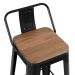 Banqueta alta Iron Tolix com encosto e assento de madeira 76 cm industrial bancada bar cozinha Preto