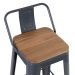 Banqueta alta Iron Tolix com encosto e assento de madeira rústica clara 76 cm Cinza Escuro